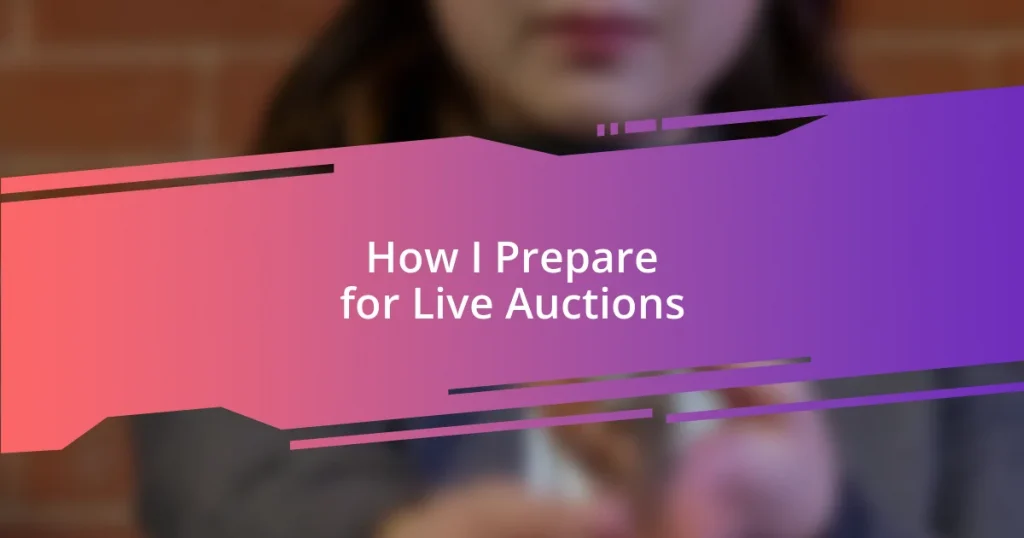 How I Prepare for Live Auctions