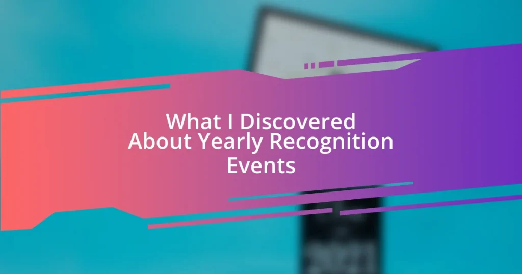 What I Discovered About Yearly Recognition Events