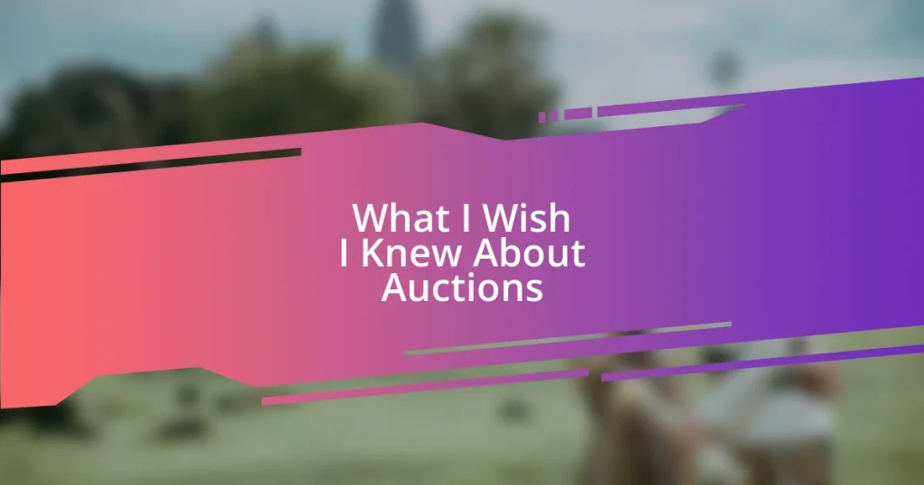 What I Wish I Knew About Auctions