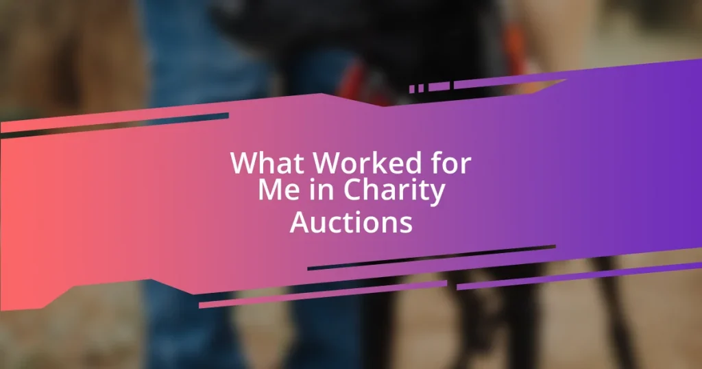 What Worked for Me in Charity Auctions